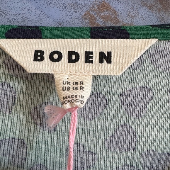 Boden NWT Alexandra Jersey Midi Dress Green Navy Hearts size US 14 R - Picture 6 of 15